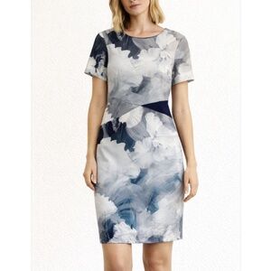 Indication By ECI Women’s Dress Size 12 Nordstrom Rack Gray Floral Abstract Asym